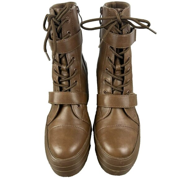 Limelight Womens Boot Size 8 Jazzie Brown Lace Up Zipper Platform Boots Shoe Y2K - Picture 2 of 10